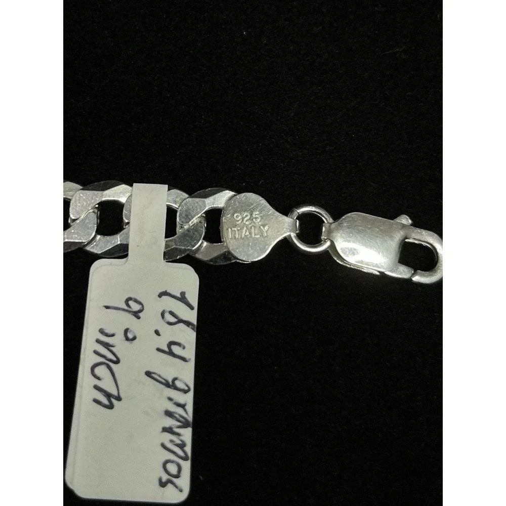 Esclava De Plata 925 Italiana Con Tejido Cubano 9 Inch